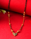 Jewels Nest Dual-Toned Artificial Stone Heart Mangalsutra with Golden Beads