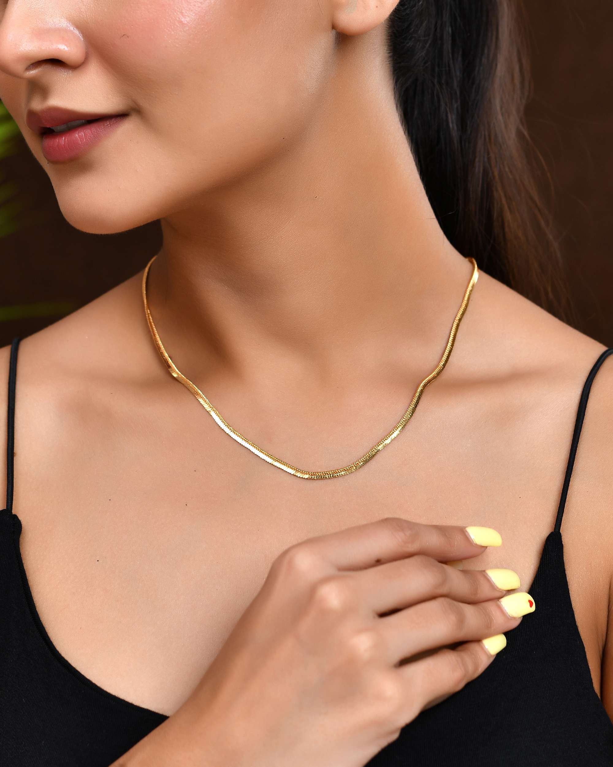 Jewels Nest Gold-Plated Stainless Steel Sleek Chain for Women