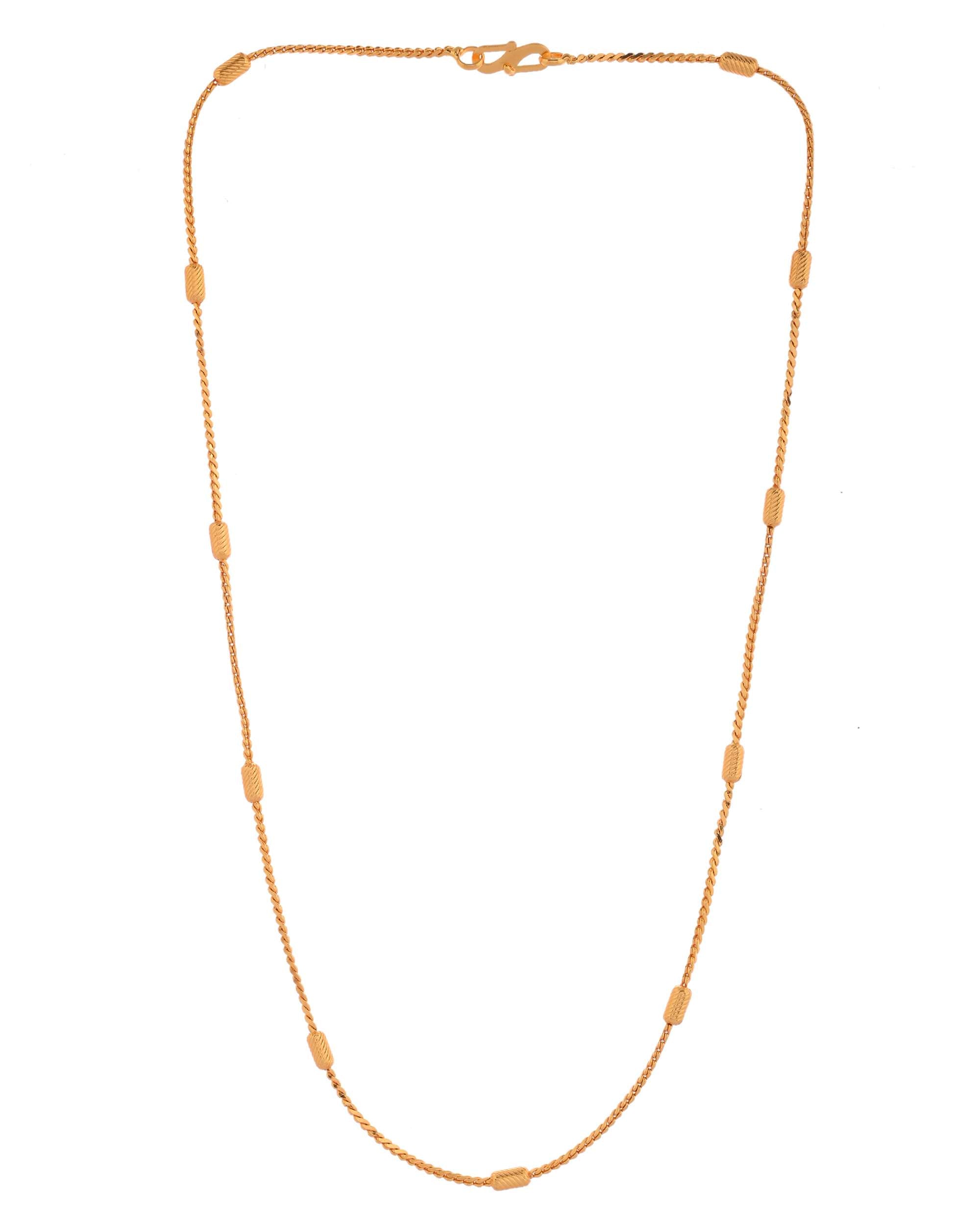 Jewels Nest Classic Golden Chain with Knurled Cylinder Detailing