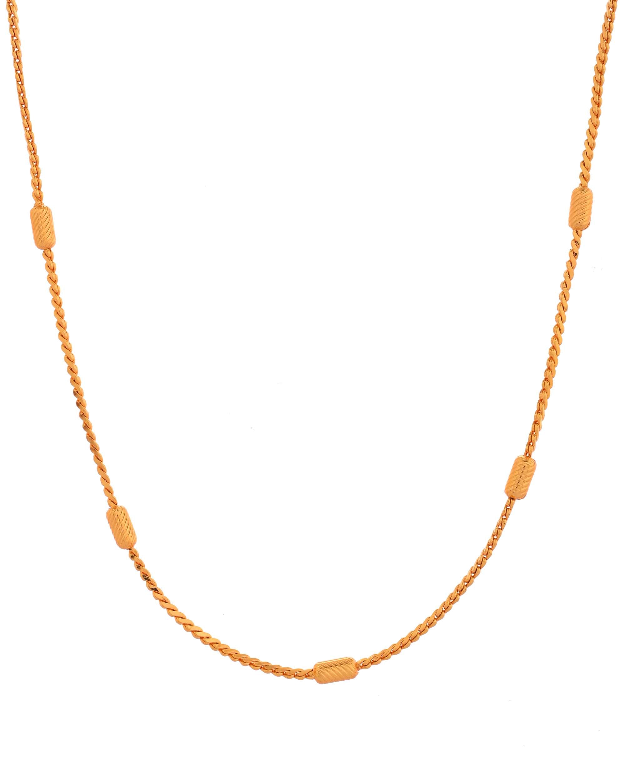Jewels Nest Classic Golden Chain with Knurled Cylinder Detailing