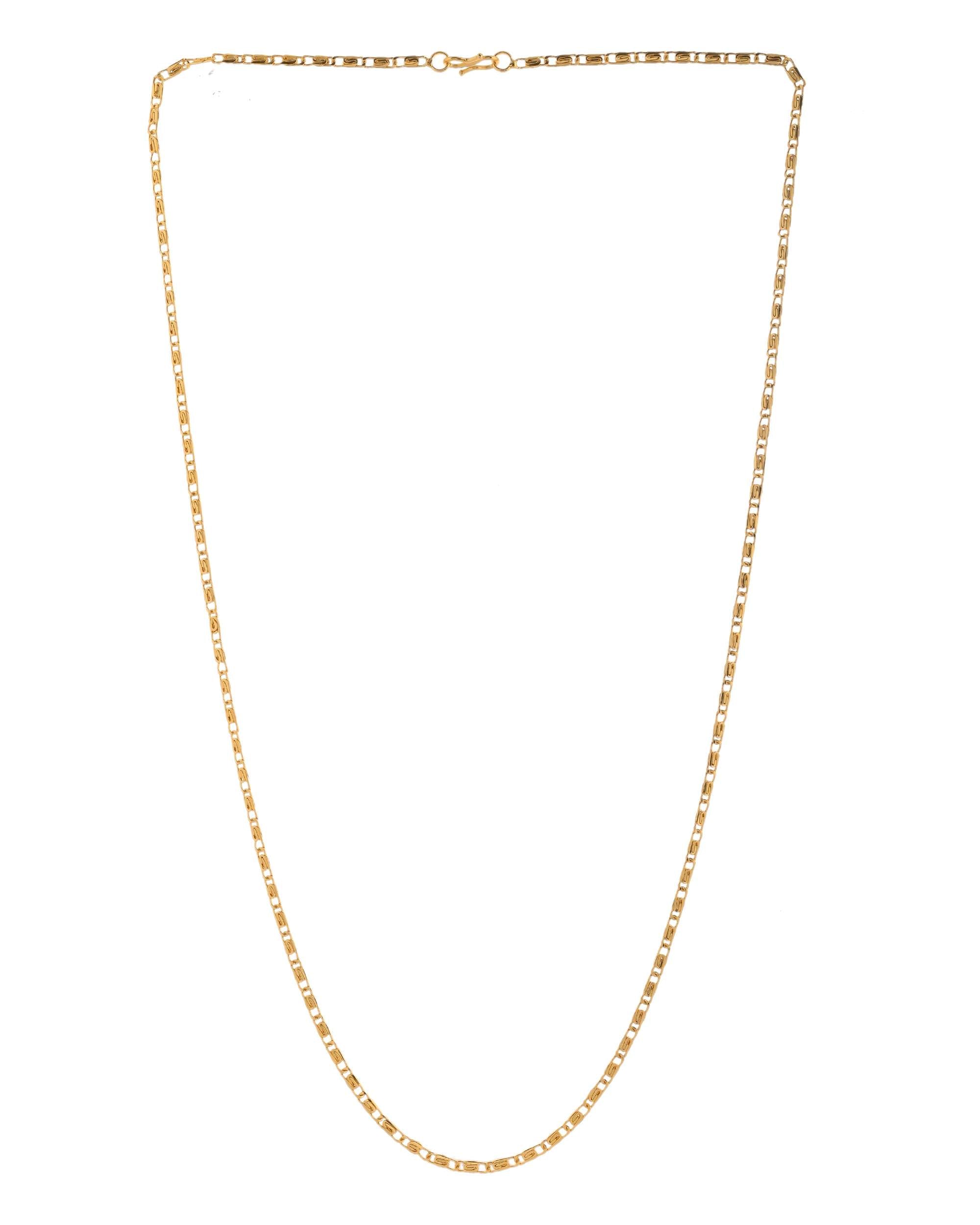Jewels Nest Textured Rectangle Link Chain in Gold Finish