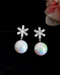 Jewels Nest White Opal Look Beaded Dangler Earrings with Diamond Studs