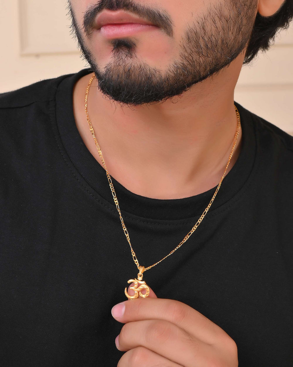 Jewels Nest Gold-Toned Om Pendant Chain for Men & Women | Devotional Lord Shiva Jewelry