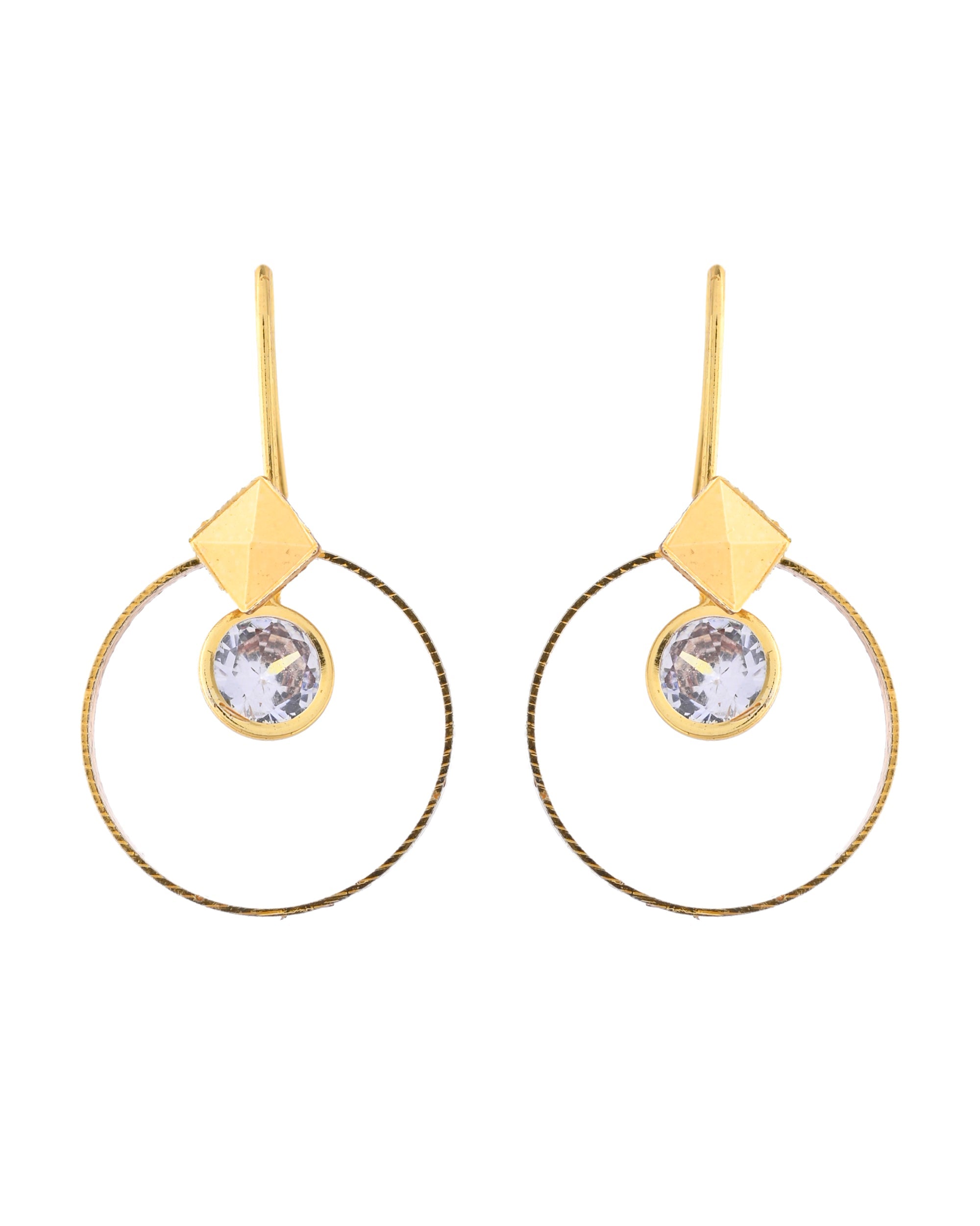 Jewels Nest Gold-Tone Hoop Earrings with Square Crystal Detailing