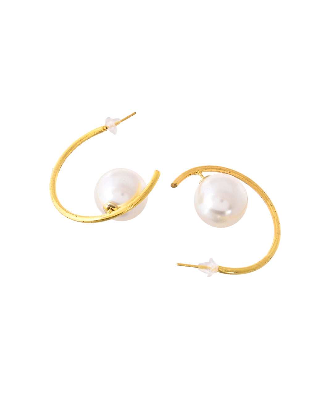 Jewels Nest Golden Halo Pearl Hoops