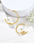 Jewels Nest Golden Halo Pearl Hoops