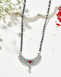 Jewels Nest Elegant Silver-Plated Mangal Sutra with Floral Crystal Pendant