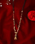 Jewels Nest Graceful Gold-Polished Black Bead Mangal Sutra with Intricate Pendant