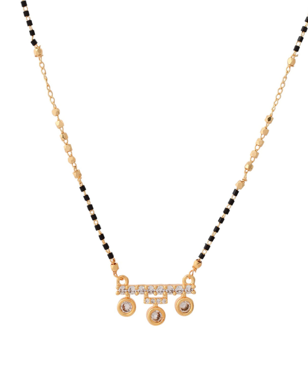 Jewels Nest Sleek Crystal Drop Gold-Polished Mangal Sutra