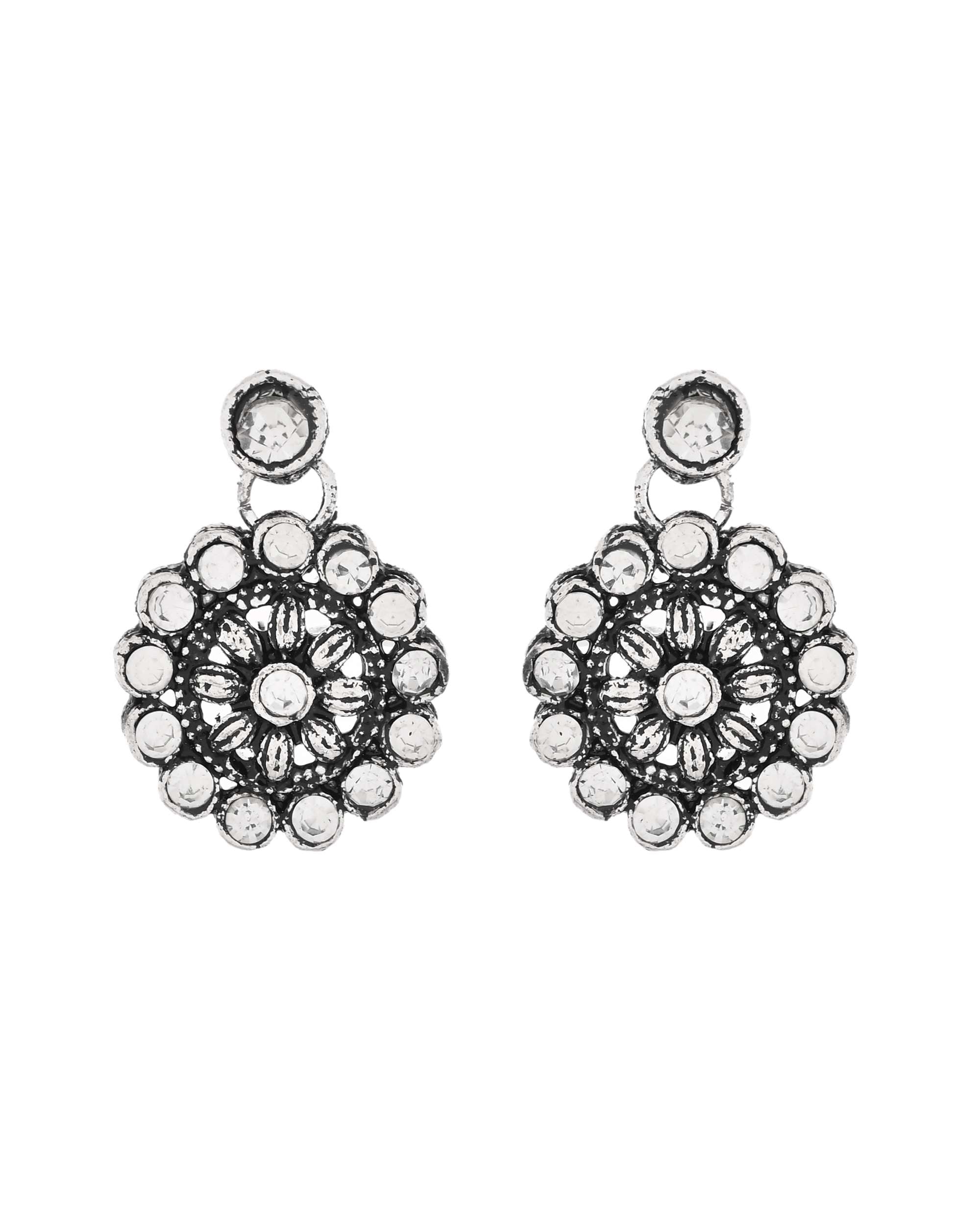 Jewels Nest Oxidised Silver Floral Necklace – Tribal Choker for Ethnic & Fusion Wear
