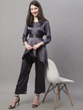 Jainish Women's stylish Co-ords with belt - JCharcoal