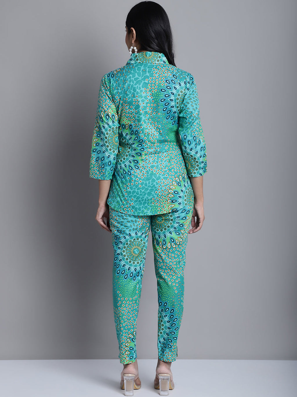 Jainish Women's WoGreen Printed Shirt and Trouser Co-ords Set
