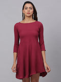 Jainish Women's Maroon A-Line Dress