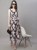 Jainish Women's Black Printed A-Line Dresses