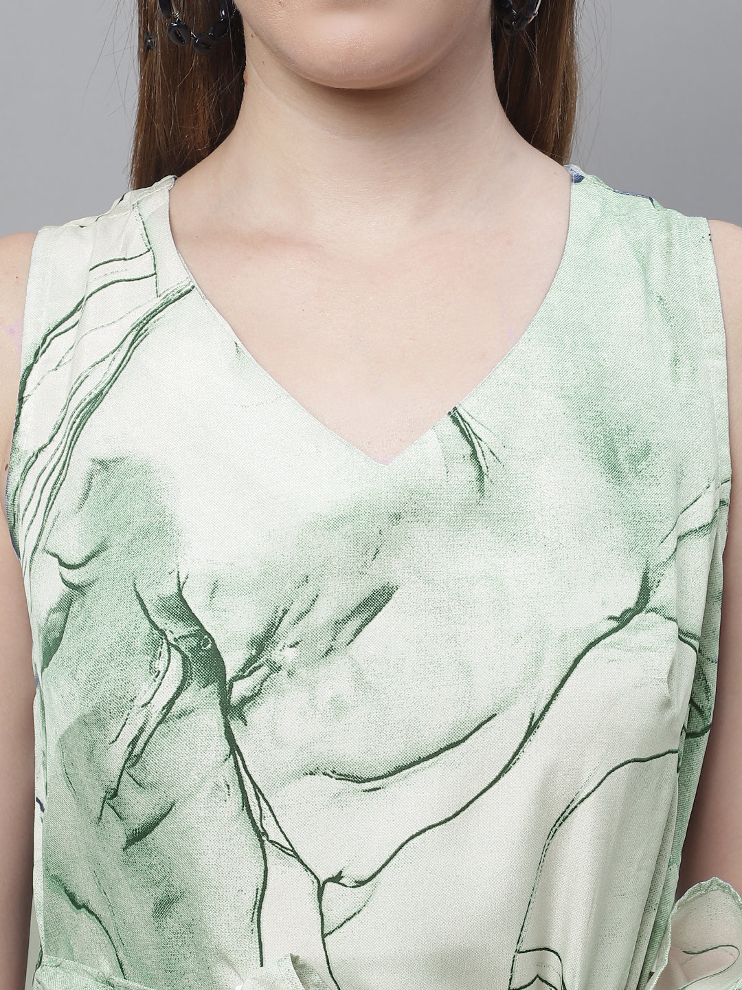 Jainish Women's Green Printed A-Line Dresses