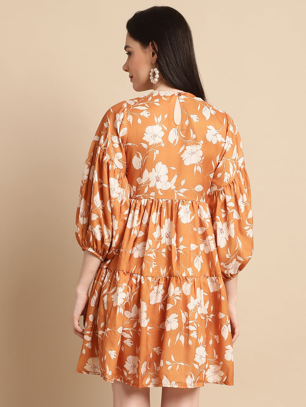 Jainish Women's Mustard Printed A-Line Dress