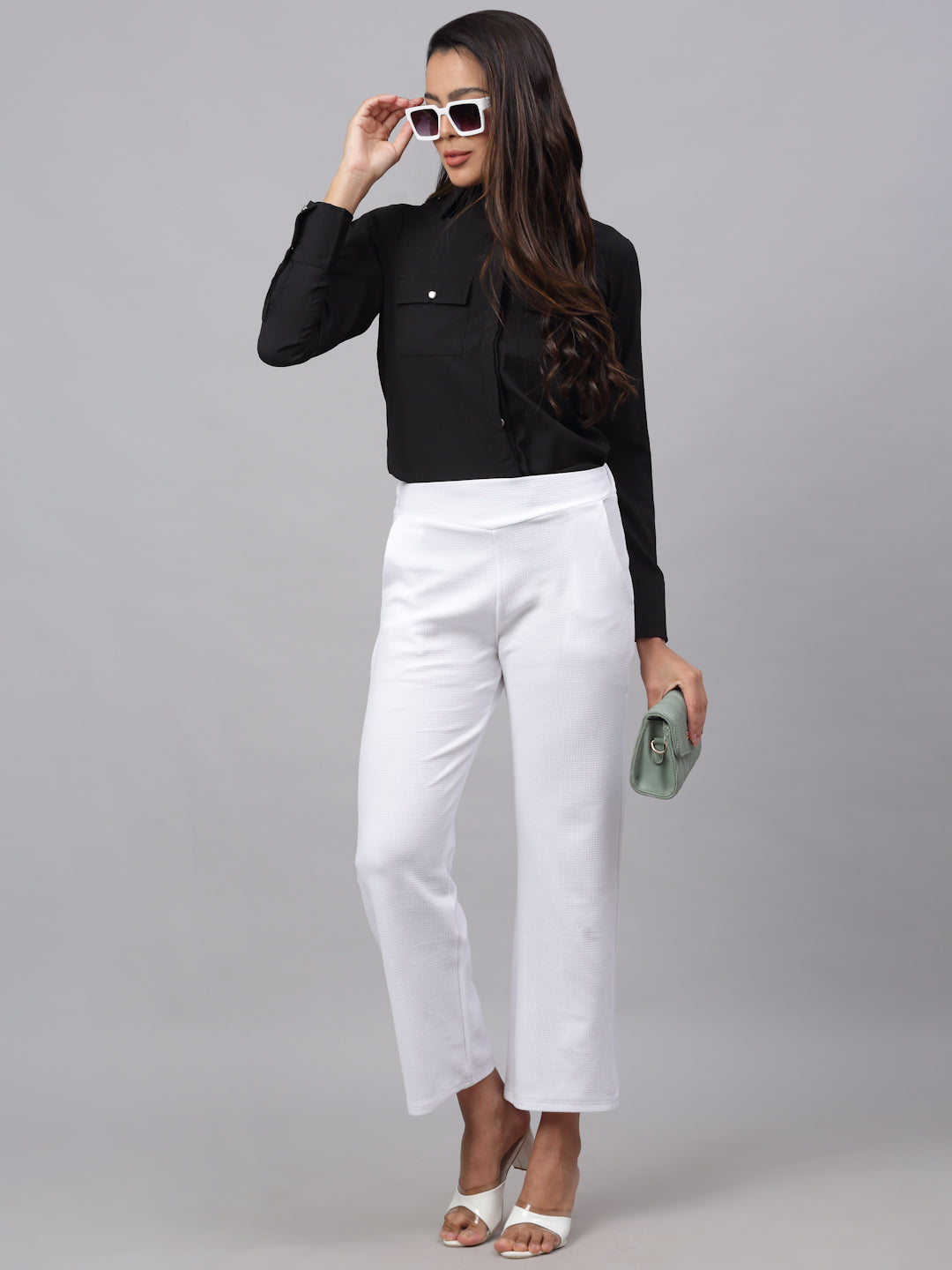 Jainish Women's Black Solid Shirt - Black