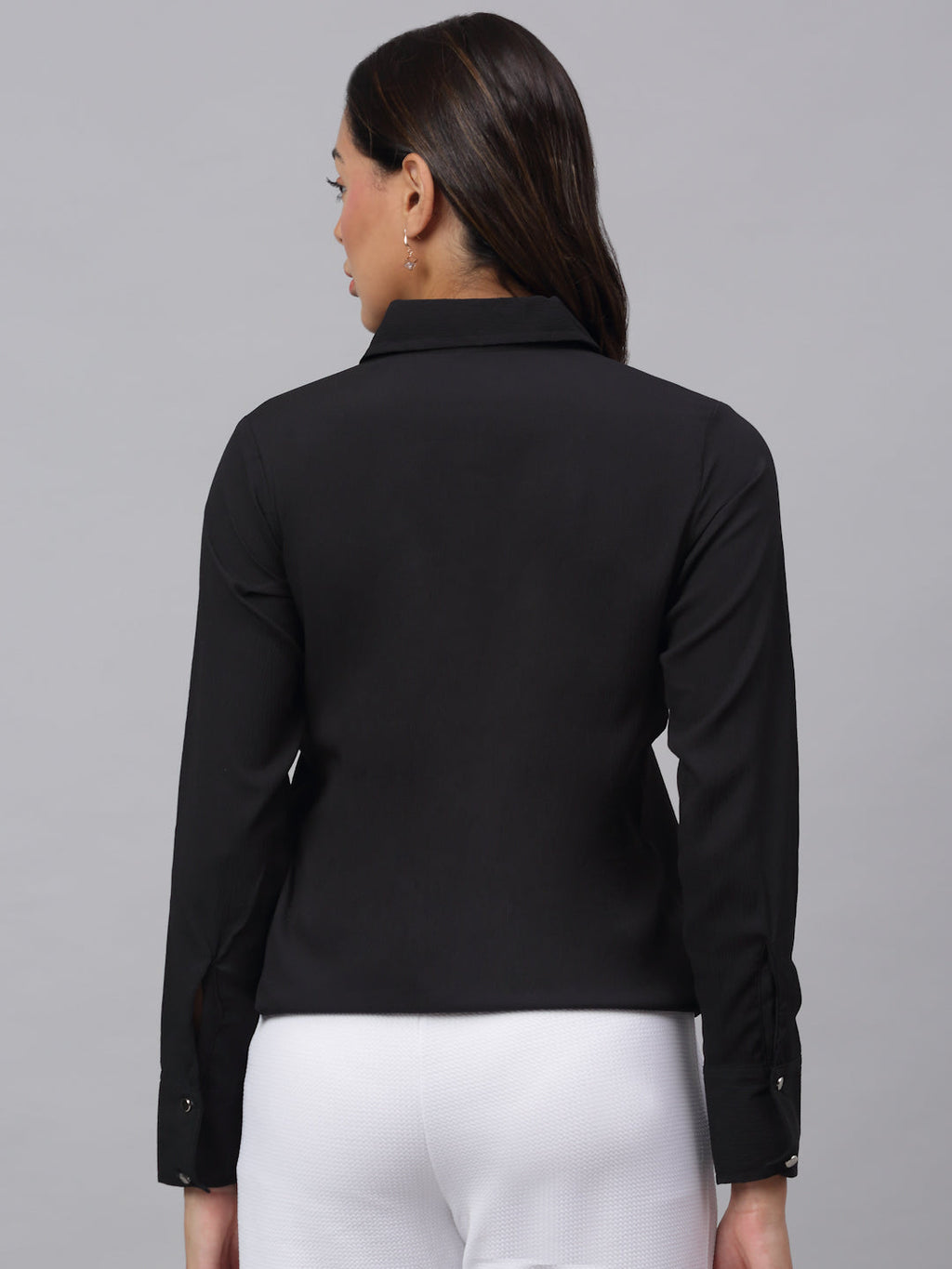 Jainish Women's Black Solid Shirt - Black