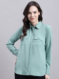 Jainish Women's Green Solid Shirt