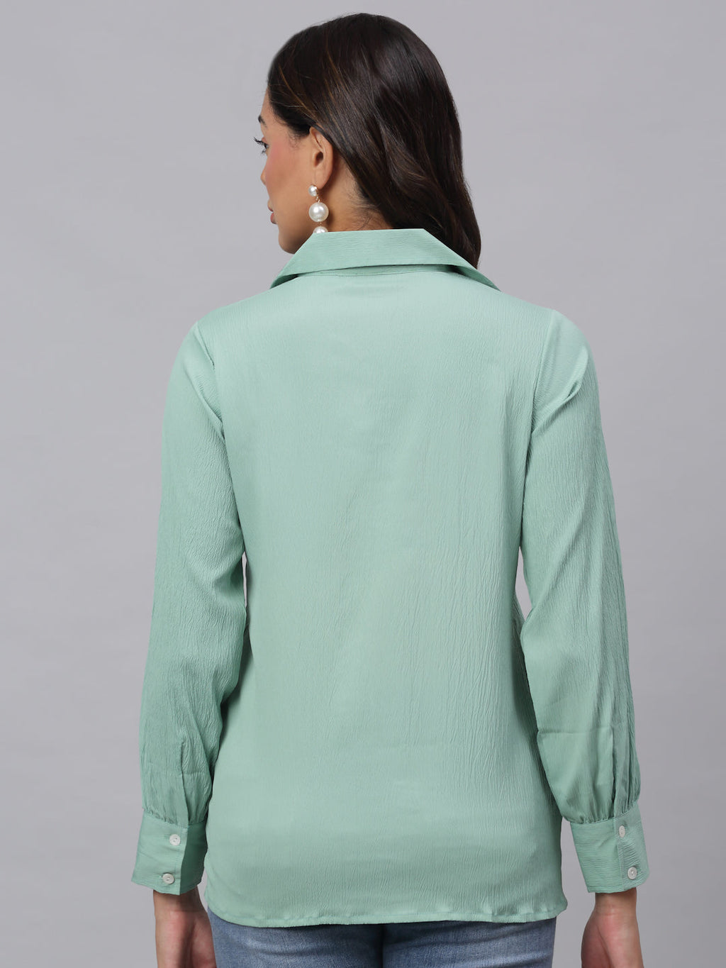 Jainish Women's Green Solid Shirt - Green