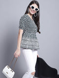 Jainish Women's WoChikankari & Sequins Work Empire Top - Olive