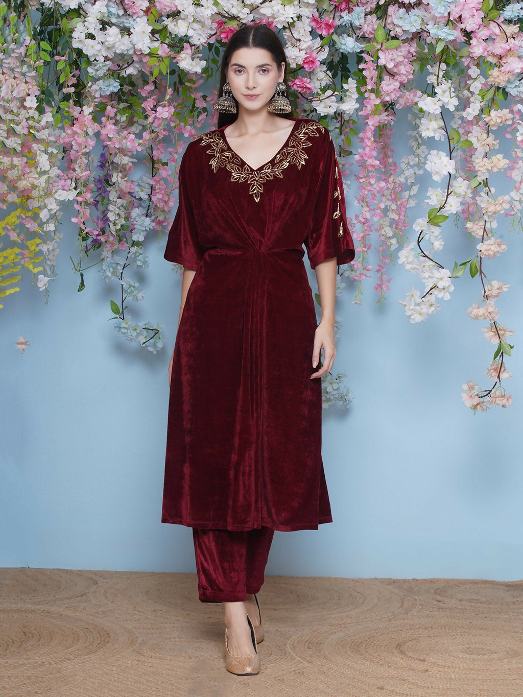 Joban Fashion Maroon Hand Embellished Coord Set