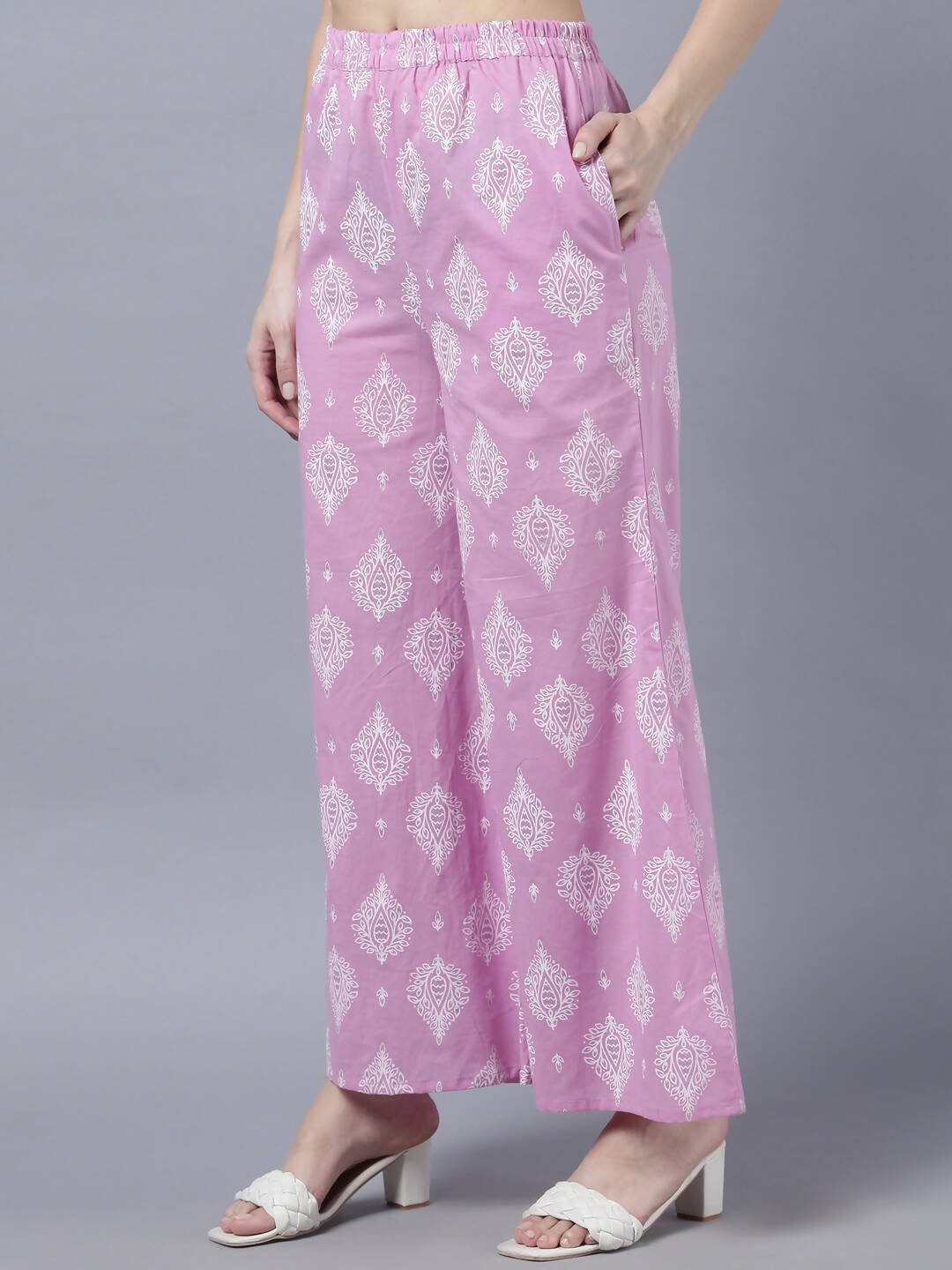 Myshka Stylish Pink 3/4 Sleeve Women's Kurta Palazzo Set