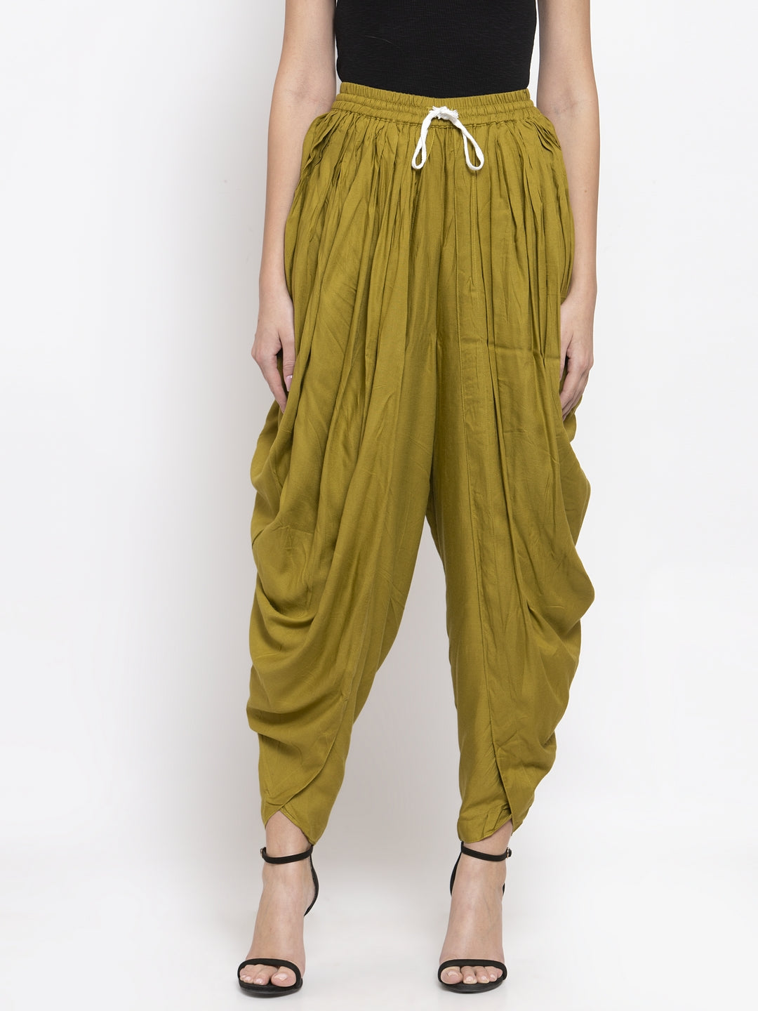 Jompers Women Green Solid Dhoti