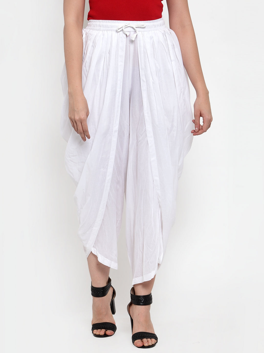 Jompers Women White Solid Dhoti