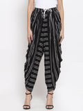 Jompers Women Black Stripped Dhoti