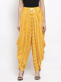 Jompers Women Mustard Stripped Dhoti