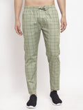 Jainish Men's Green Checked Cotton Track Pants ( JOG 012Pista )