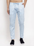 Jainish Men's Blue Checked Cotton Track Pants ( JOG 012Sky )