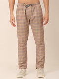 Jainish Men's Checked Cotton Track Pants - Brown