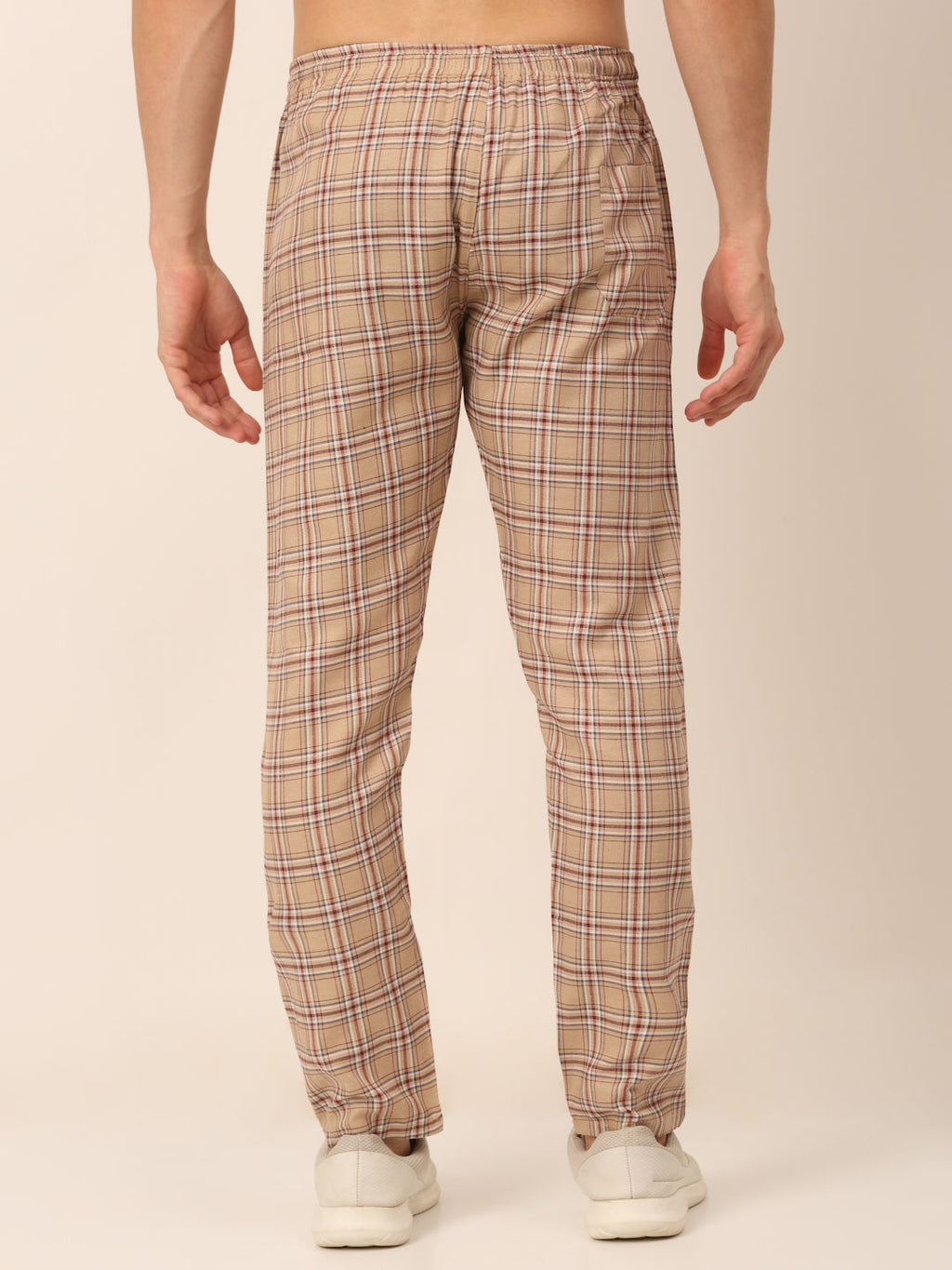 Jainish Men's Checked Cotton Track Pants - Brown