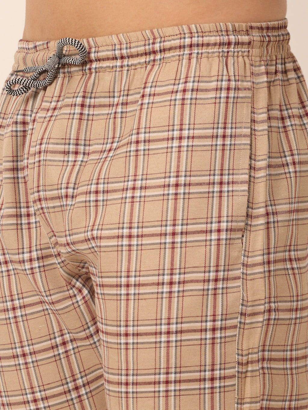 Jainish Men's Checked Cotton Track Pants - Brown