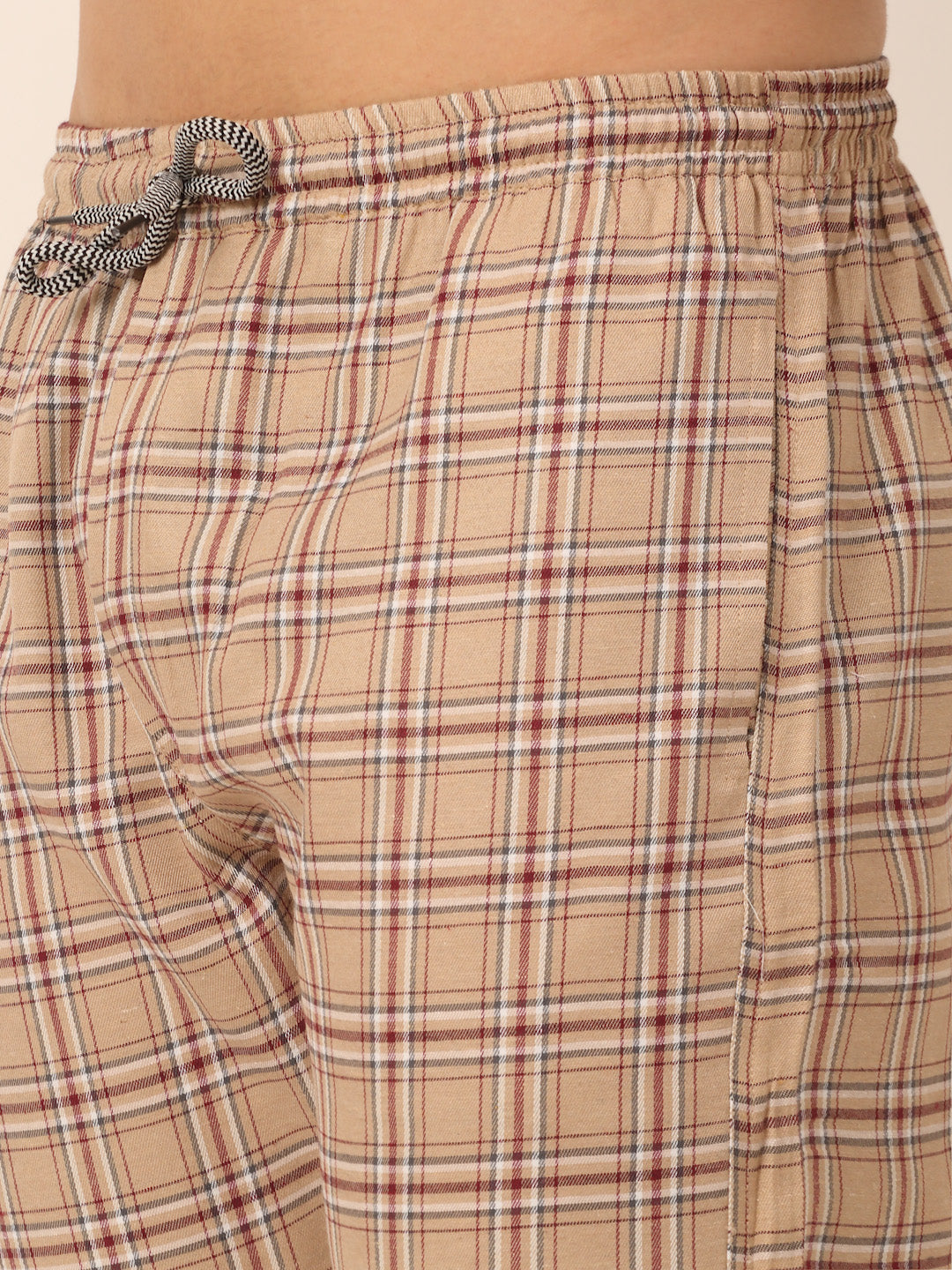 Jainish Men's Checked Cotton Track Pants - Brown