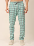 Jainish Men's Checked Cotton Track Pants - Green