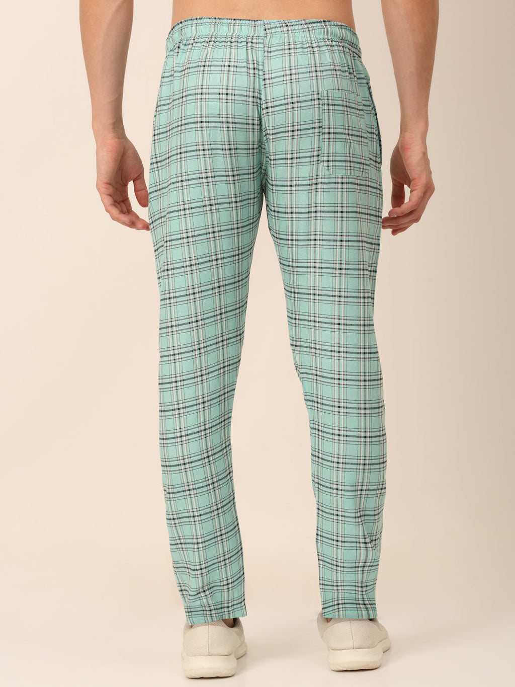 Jainish Men's Checked Cotton Track Pants - Green