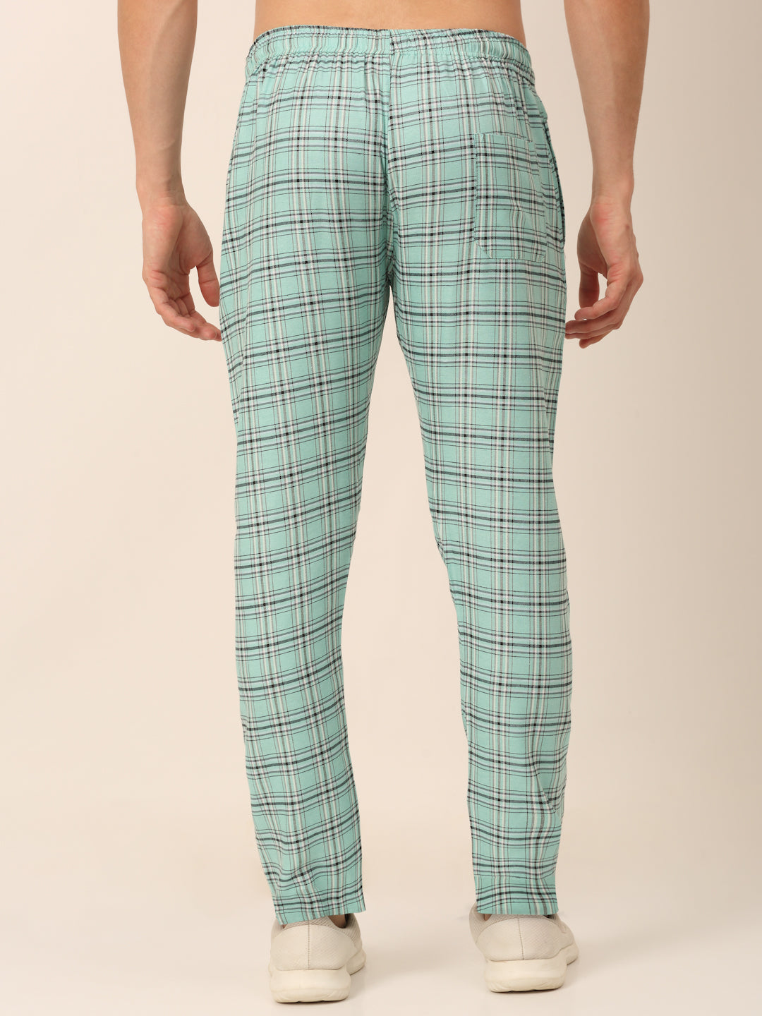 Jainish Men's Checked Cotton Track Pants - Green
