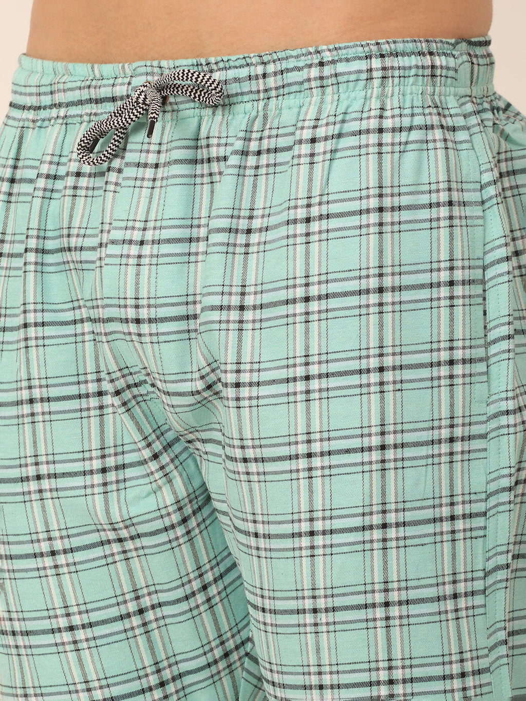 Jainish Men's Checked Cotton Track Pants - Green