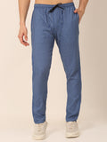 Jainish Men's Checked Cotton Track Pants - Blue