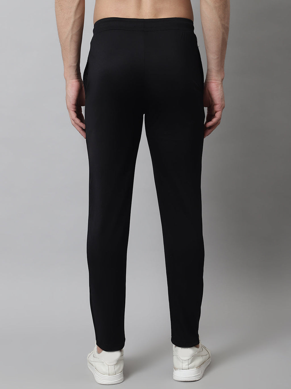 Jainish Men's Black Solid Streachable Lycra Trackpants