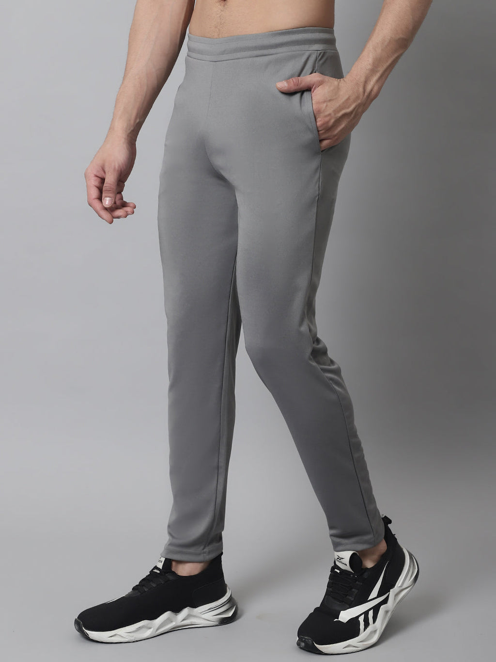 Jainish Men's Grey Solid Streachable Lycra Trackpants