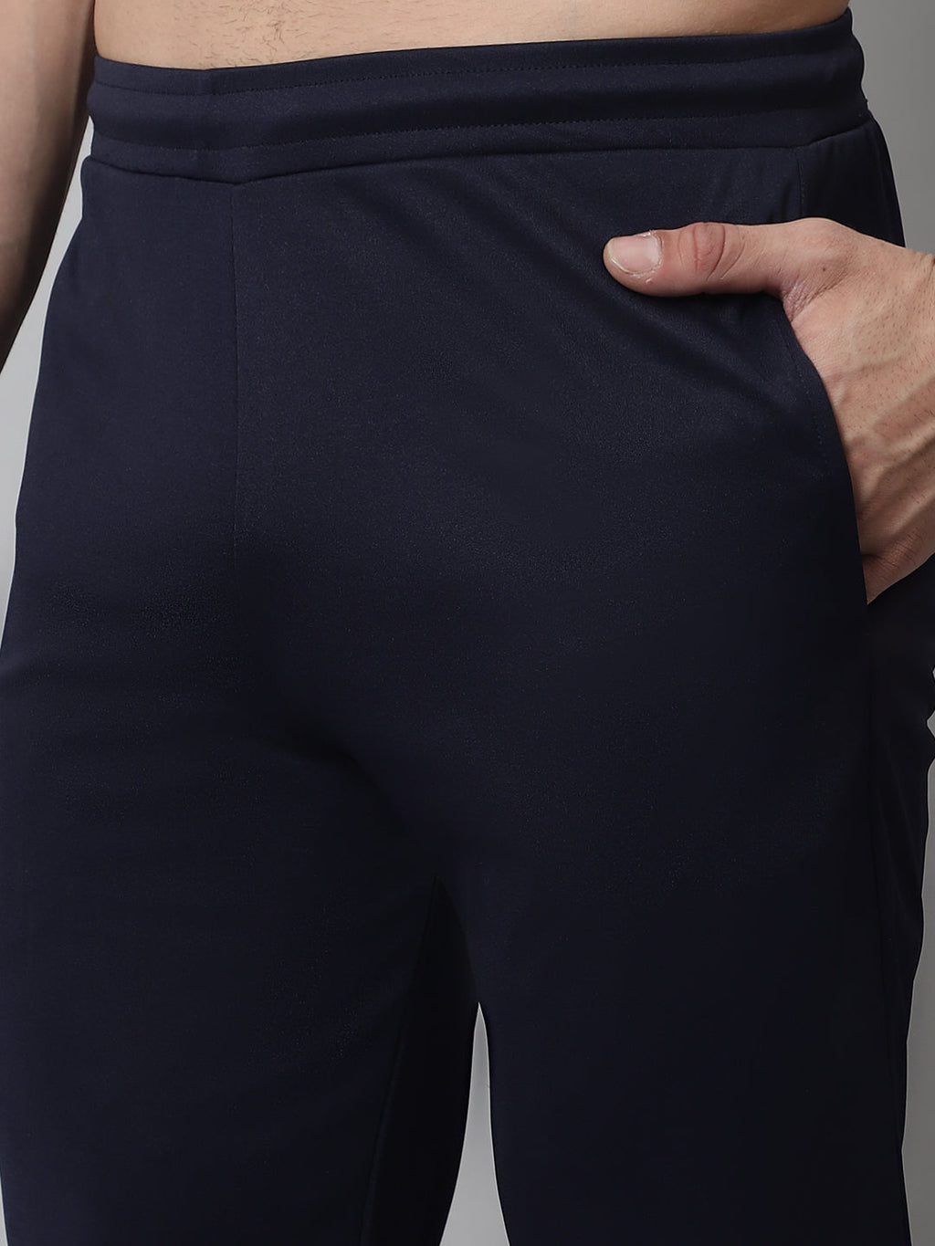 Jainish Men's Navy Blue Solid Streachable Lycra Trackpants