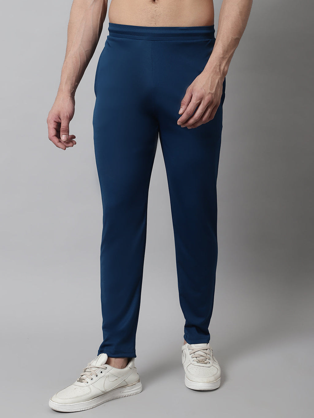 Jainish Men's Blue Solid Streachable Lycra Trackpants