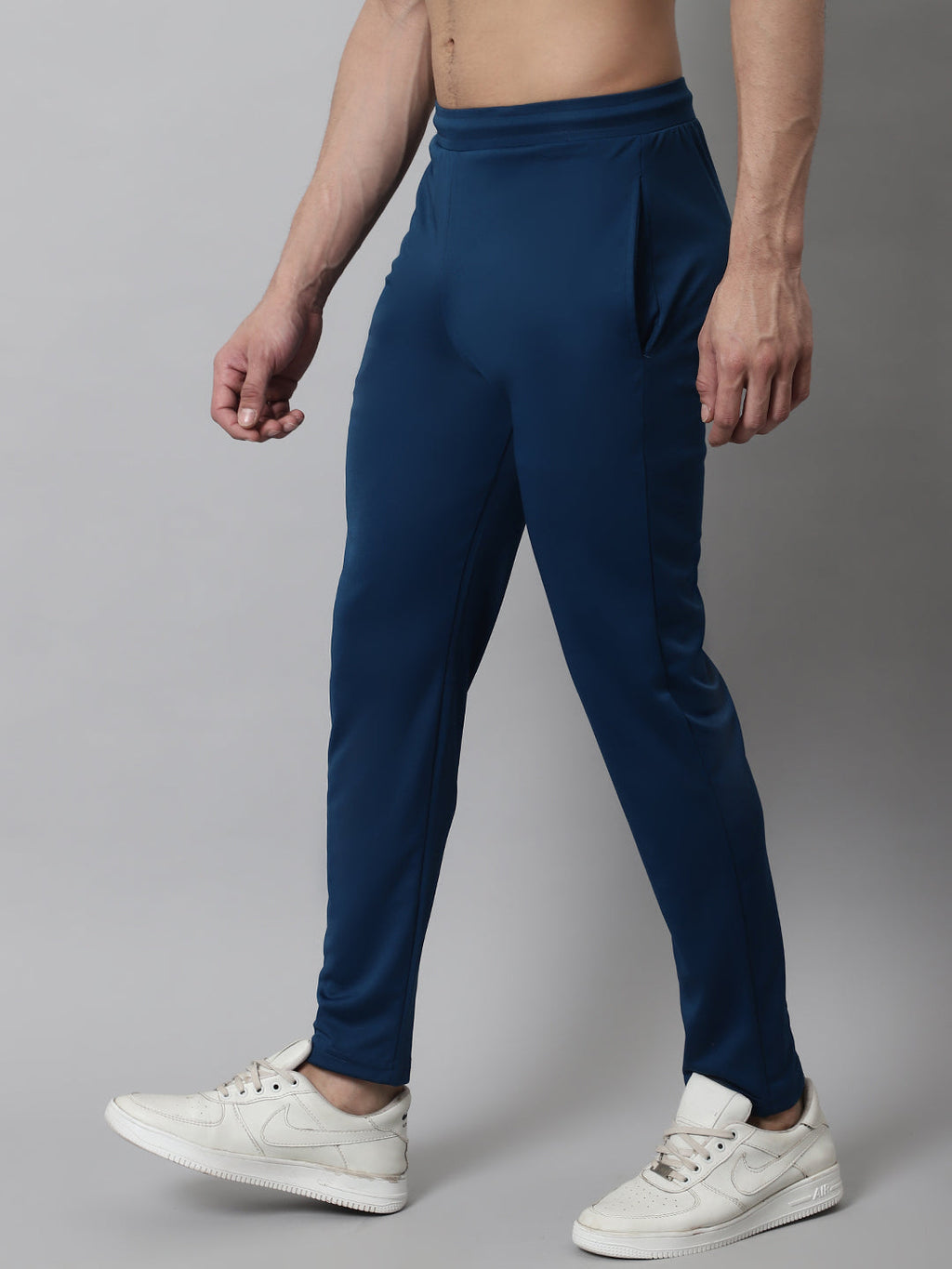 Jainish Men's Blue Solid Streachable Lycra Trackpants