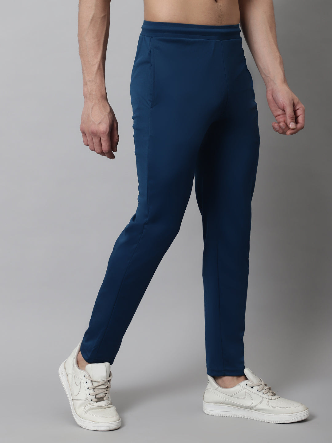 Jainish Men's Blue Solid Streachable Lycra Trackpants
