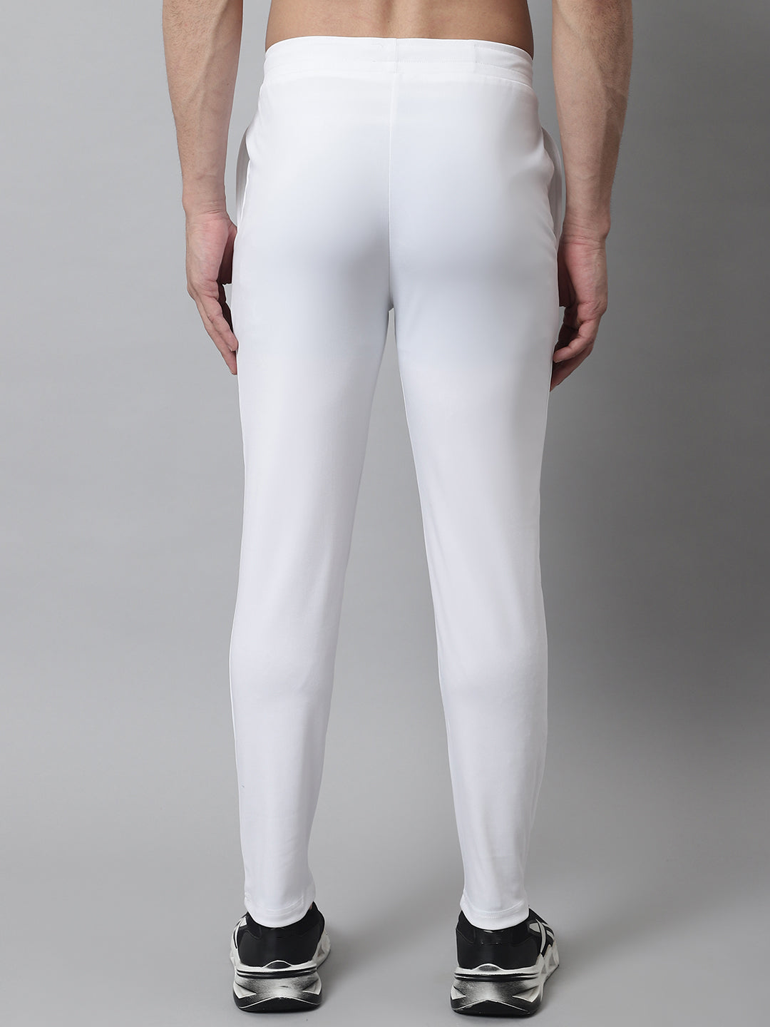 Jainish Men's White Solid Streachable Lycra Trackpants