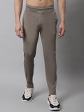 Jainish Men's Brown and White Striped Streachable Lycra Trackpants